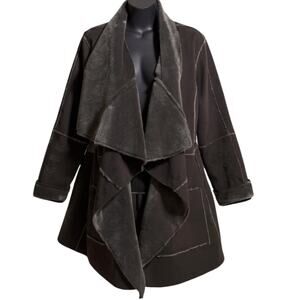 Johnny Was Biya Karenina Faux Suede Sherpa Drape Coat
